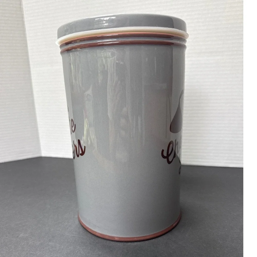 Hershey's Kisses Fitz and Floyd Chocolate Lovers Grey Ceramic Canister Jar 9